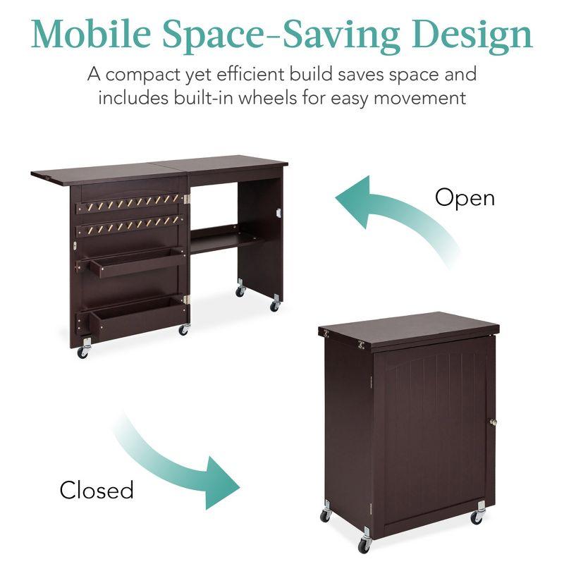 Best Choice Products 46'' x 16'' Sewing Table with Sewing Machine Platform and Wheels