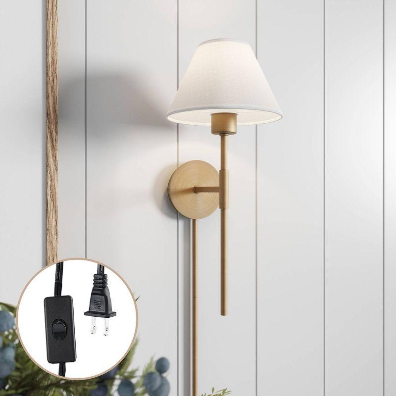 Millie Plugin Wall Sconce Light Fixture Cotton Shade/Brass - Nathan James