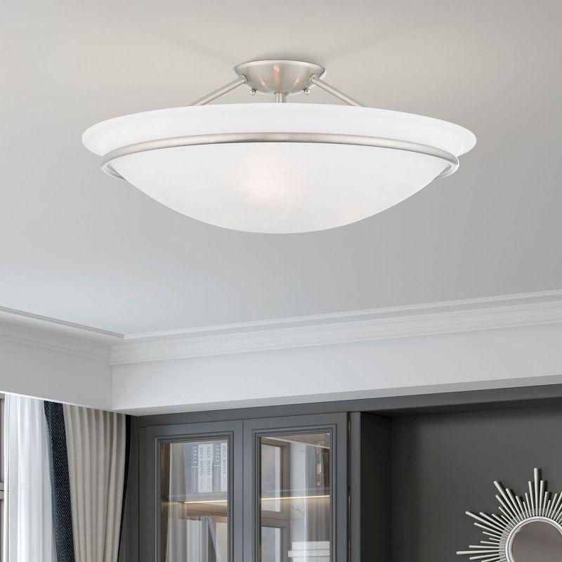 Livex Lighting Newburgh 3 - Light Semi-Flush Mount in  Brushed Nickel