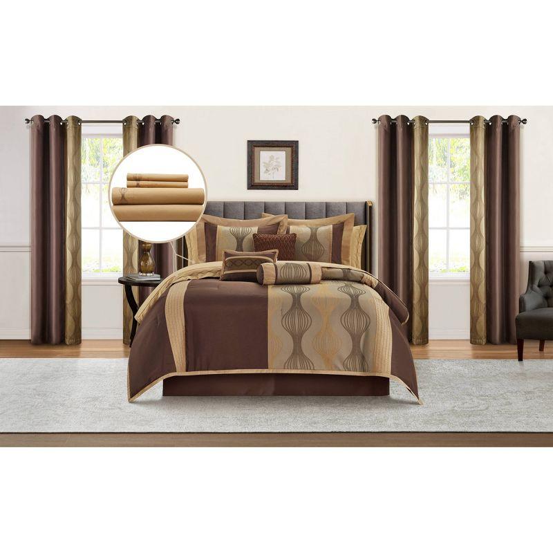 Nanshing America, Inc Kath Microfiber Jacquard 15 Piece Comforter Set