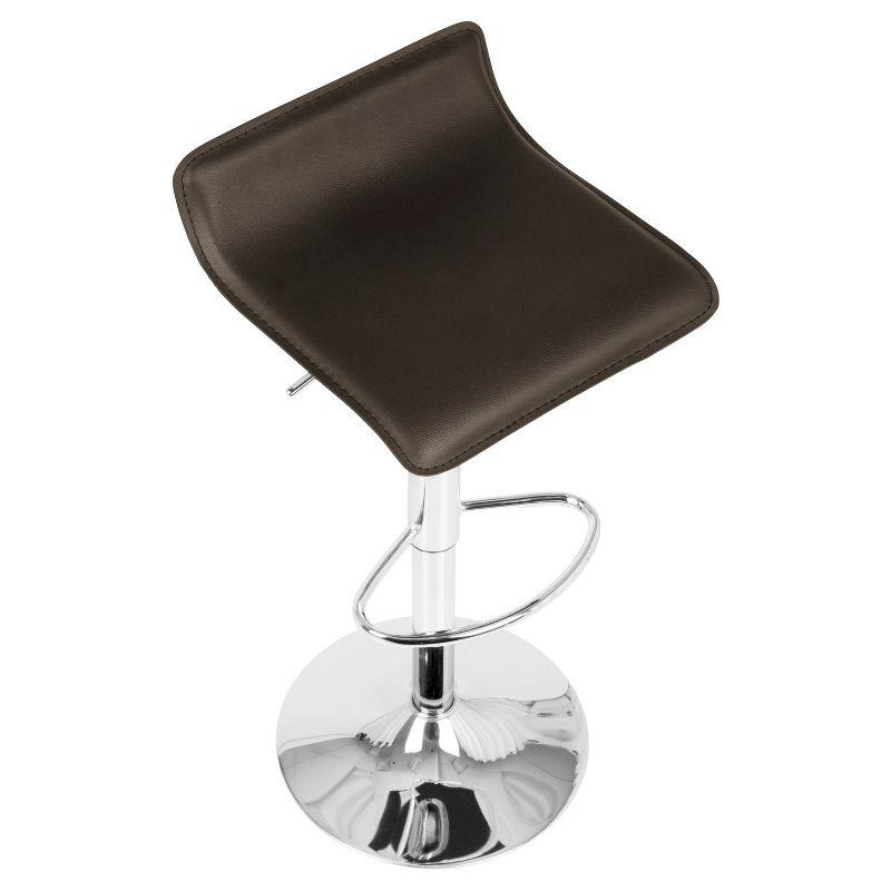 Set of 2 Ale Contemporary Adjustable Barstool Brown - Lumisource: Chrome-Plated, Swivel, Low Back, PVC Upholstery