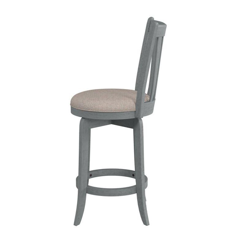 Hillsdale Furniture 25.75" Savana Swivel Counter Height Barstool Blue (Wirebrush)/Cream : Upholstered, Wood Legs, 250lb Capacity