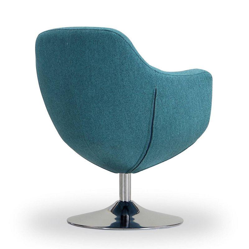 Manhattan Comfort Caisson Twill Swivel Accent Chair Blue: Chrome-Plated Finish, Removable Cushions