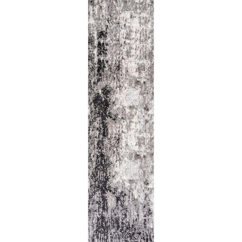 2'x8' Storm Modern Abstract Area Rug, Gray/Cream - JONATHAN Y