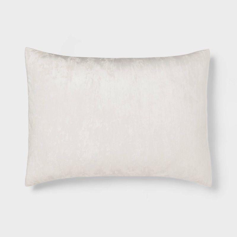 3pc Full/Queen Luxe Distressed Crinkle Velvet Comforter and Sham Set Ivory - Threshold™: OEKO-TEX Certified