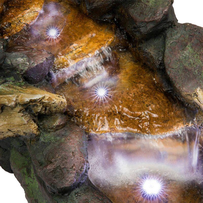 19" Resin River Rocks and Logs Fountain with LED Lights Gray/Cool White - Alpine Corporation: Indoor/Outdoor, Weather-Resistant