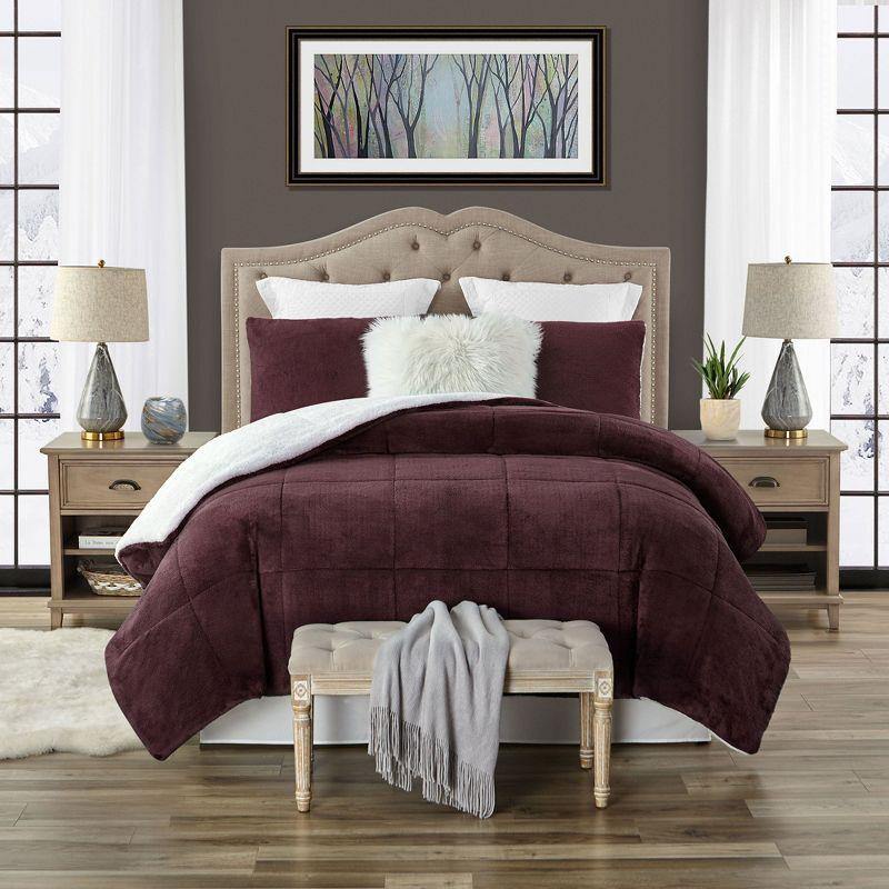 Swift Home Ultra Plush Reversible Faux Fur and Sherpa 3-Piece Comforter Set