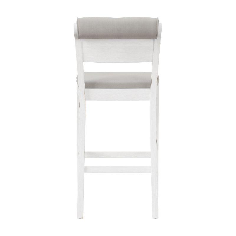Clarion Wood and Upholstered Panel Back Counter Height Barstool ea White - Hillsdale Furniture: Matte Finish, Polyester Upholstery, Rubberwood Legs
