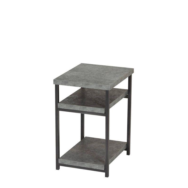 Gray Faux Concrete Slate Industrial Side Table