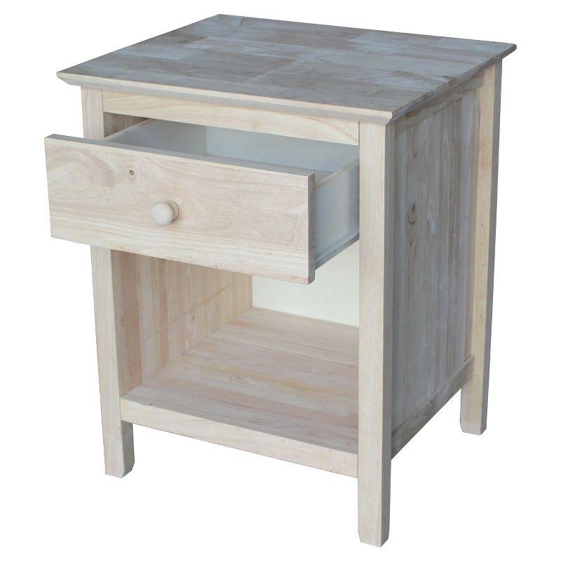 Light Wood 1-Drawer Nightstand with Tapered Legs