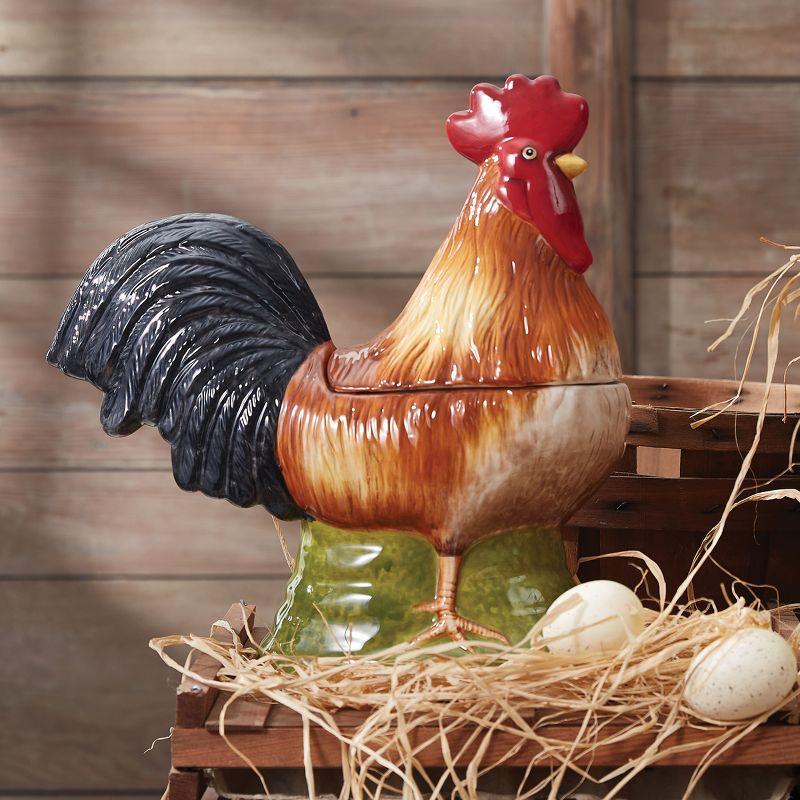 Colorful Ceramic Rooster Shaped Cookie Jar