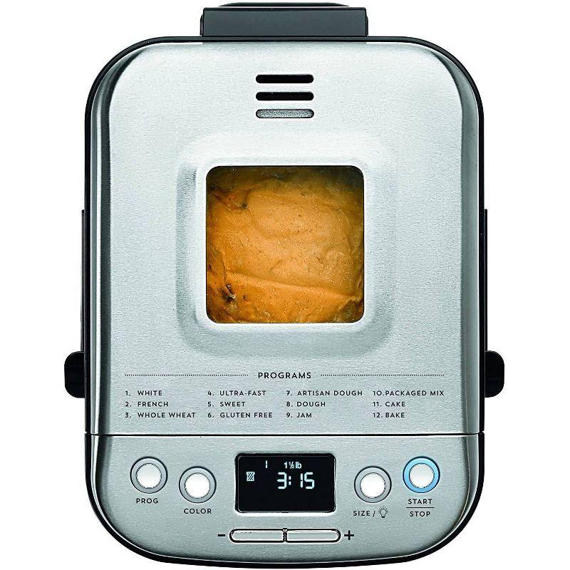 Cuisinart Bread Maker Machine, Compact and Automatic, Customizable Settings, Up to 2lb Loaves