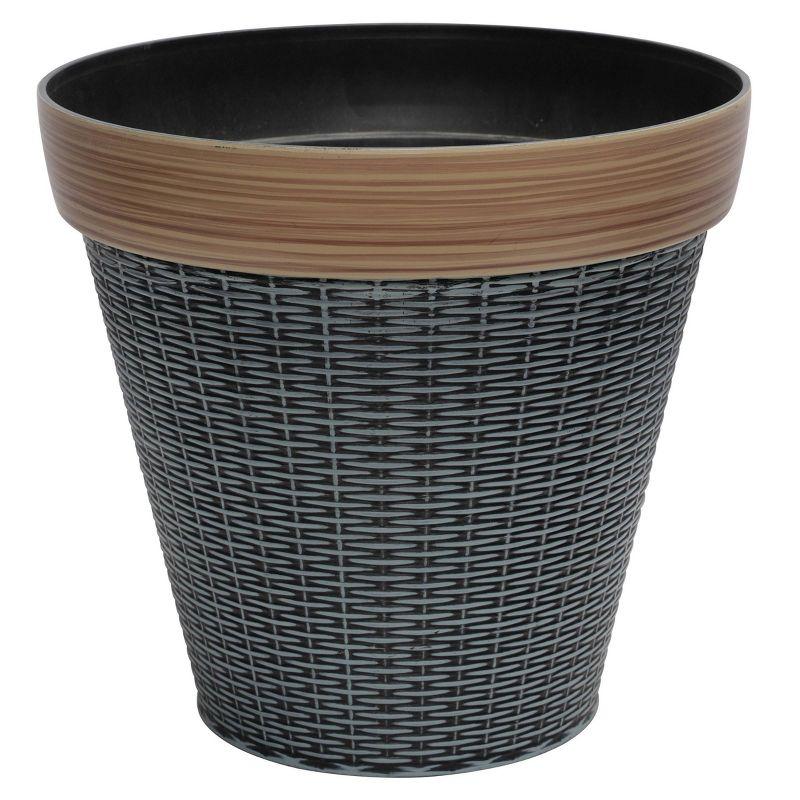 Alpine Corporation Large Woven Style Indoor Outdoor Planter with Drainage Hole Gray/Tan 12"x12"x12"