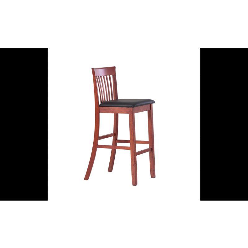 30" Torino Craftsman Padded Seat Barstool Hardwood/Dark Cherry - Linon: Rubberwood, 31" High