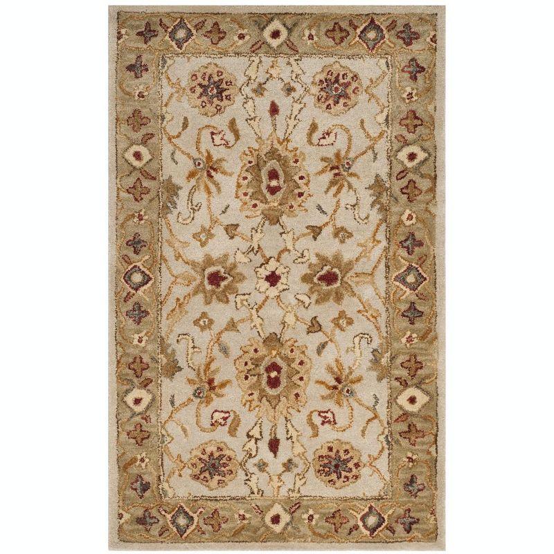 Handmade Gray Beige Wool 4' x 6' Persian Area Rug