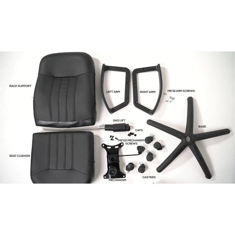 Executive Leather Budget Chair Black - Boss Office Products: Swivel, Lumbar Support, 250lb Capacity