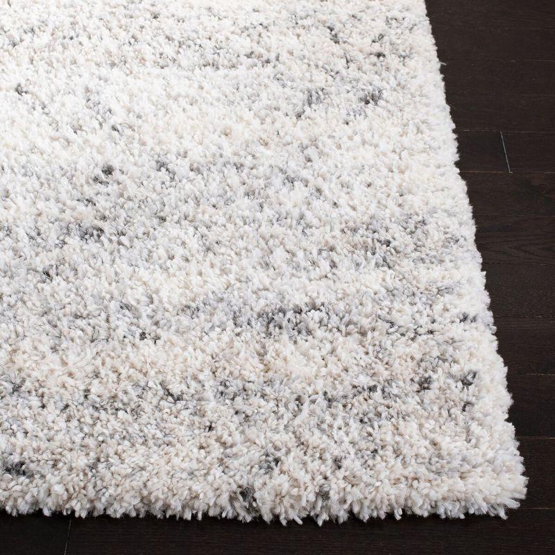 Ivory and Gray Rectangular Shag Area Rug, 3 x 5 ft