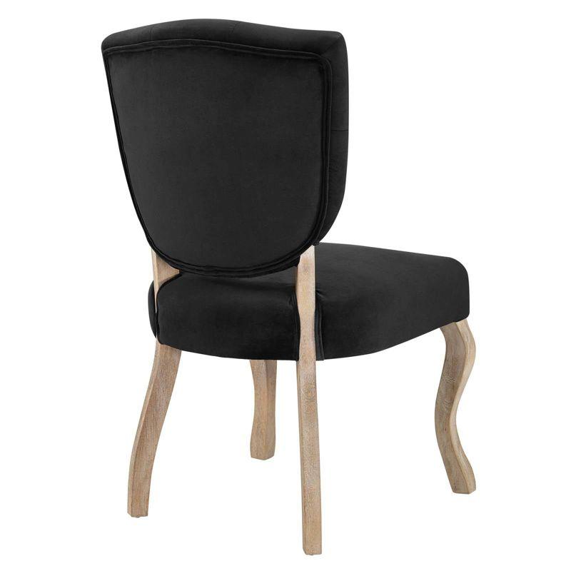 Array Vintage French Dining Side Chair Black - Modway: Velvet Upholstered, Weathered Wood Legs, Shield Back with Button Tufting