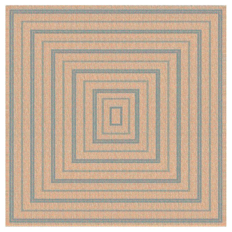 Aruba Aqua Geometric Flatwoven Round Synthetic Rug 7'10"