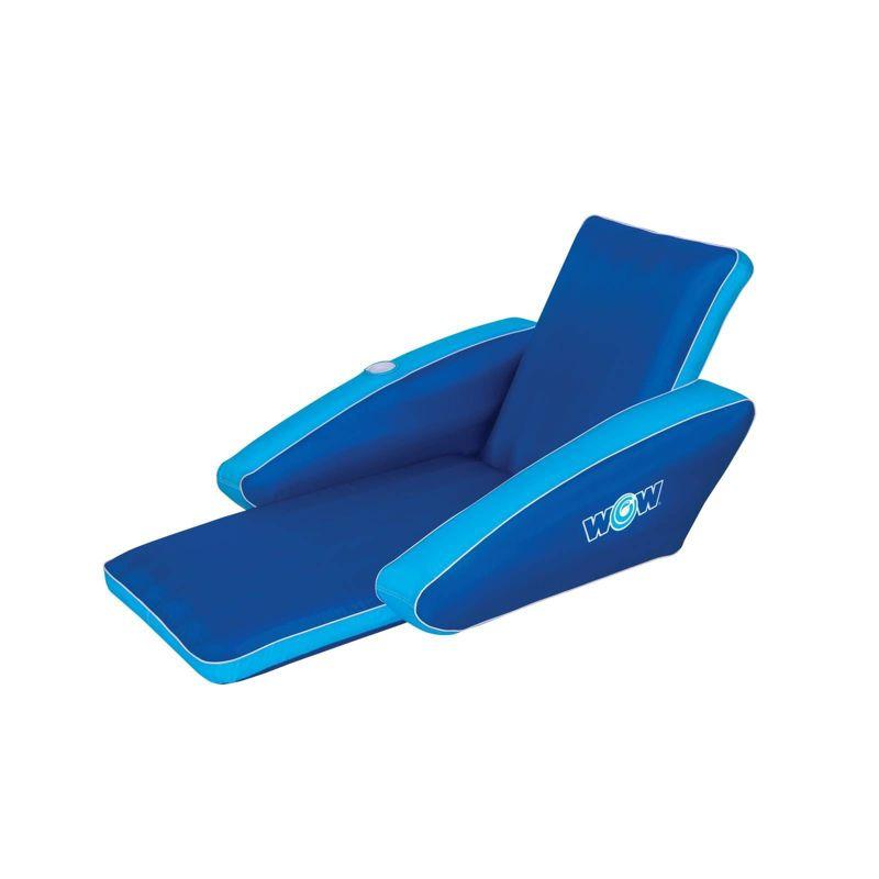 WOW Blue Inflatable Pool Lounger with Armrests and Footrest