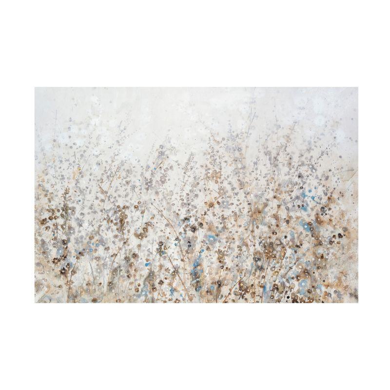 Wildflower Cluster I Beige and Blue Canvas Art