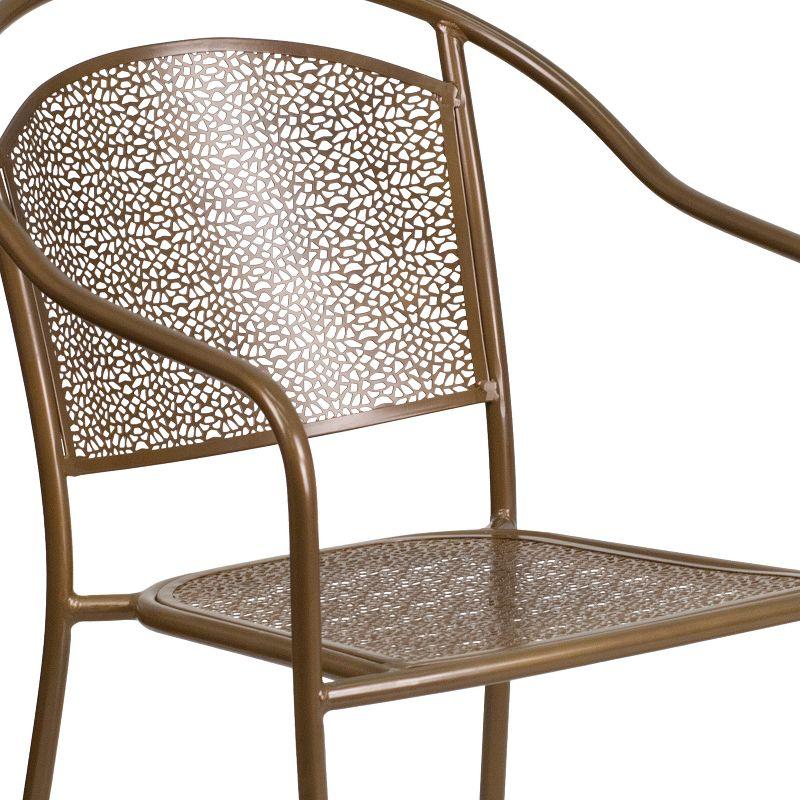 Gold Rain Flower Metal Arm Chair for Indoor-Outdoor Use