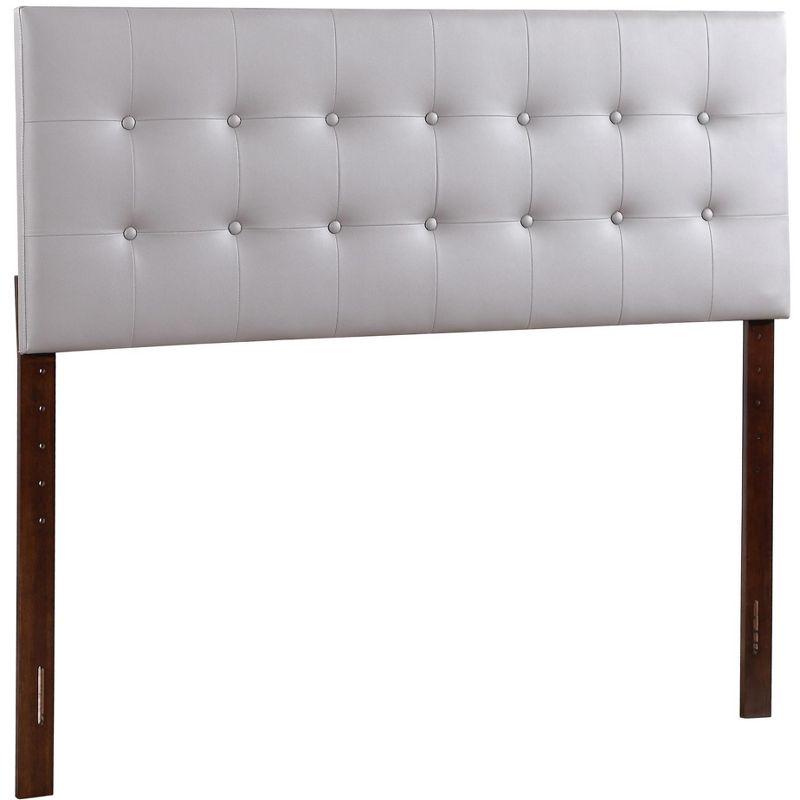 Light Grey Full Upholstered Tufted Leather Headboard