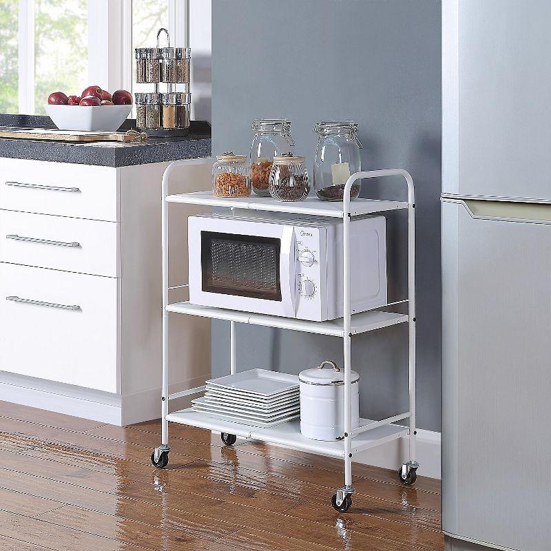 SunnyPoint 3-Tier Wide Rolling Organizer Utility Craft Cart White (YJ-WIDE-W)