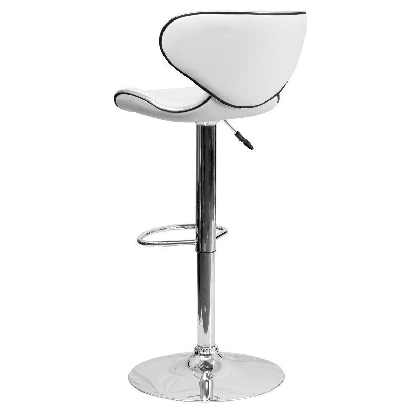 Flash Furniture Contemporary Cozy Mid-Back White Vinyl Adjustable Height Barstool with Chrome Base
