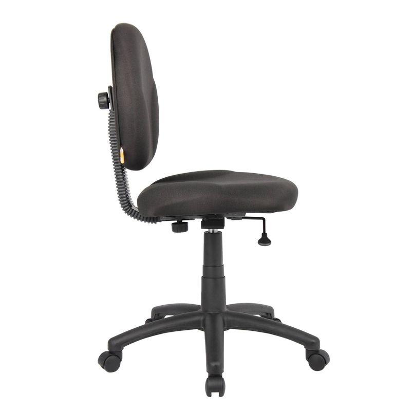 Boss Office Products Diamond Task Chair Black: Upholstered, Swivel, Adjustable Height, Metal Frame, Nylon Legs