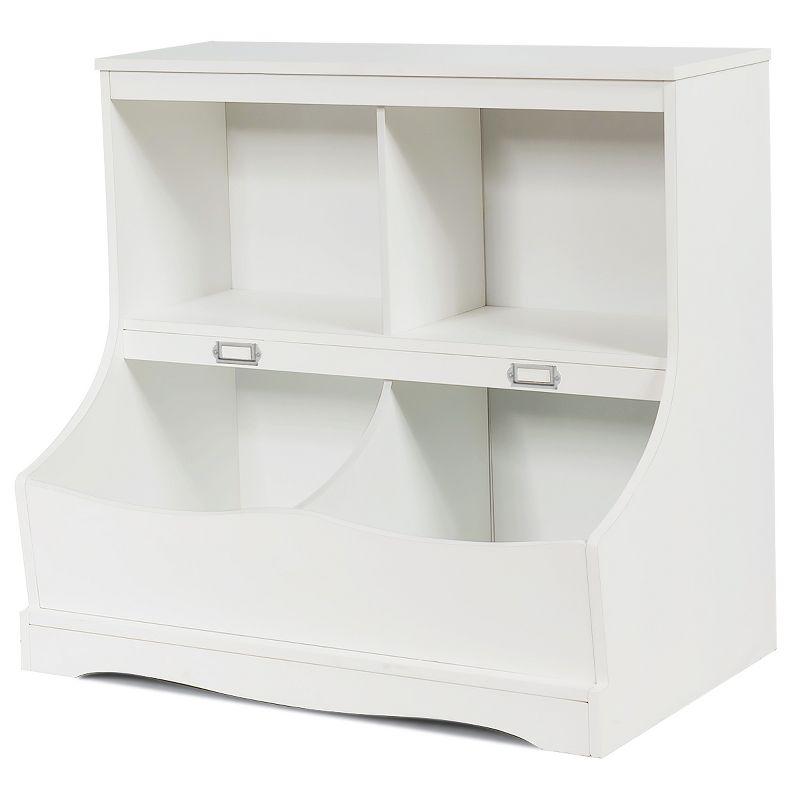 Costway Children's Multi-Functional Bookcase Toy Storage Bin Kids Floor Cabinet White