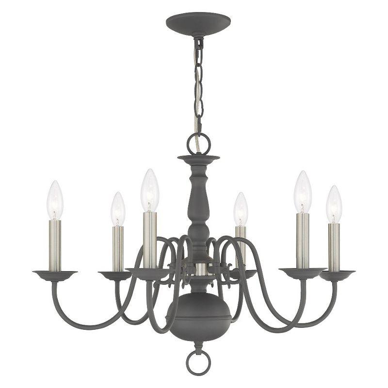 Williamsburgh 6-Light Scandinavian Gray Nickel Chandelier