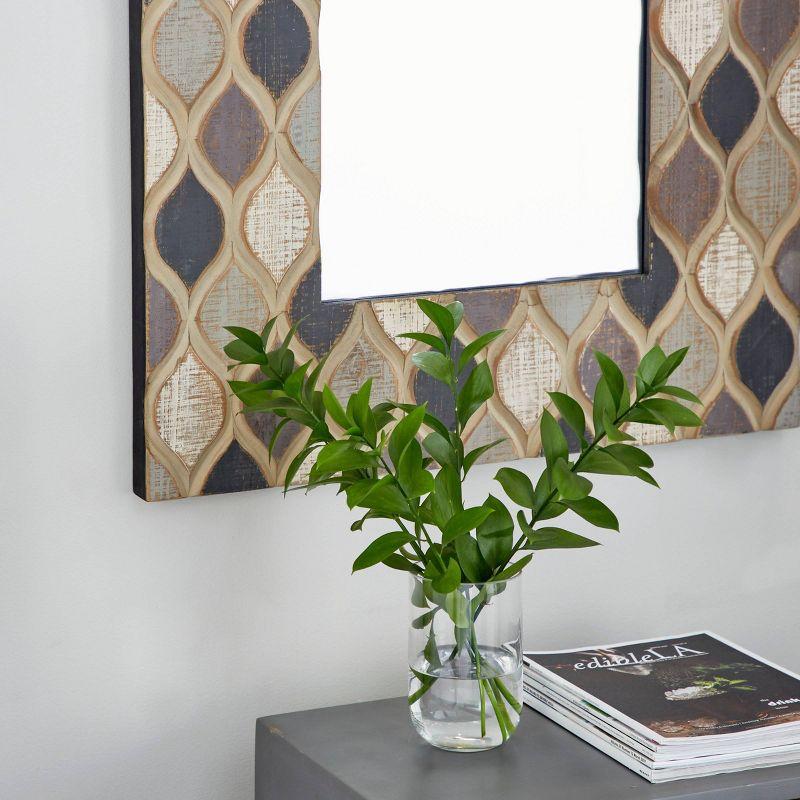 Wood Wall Mirror with Diamond Pattern Beige - Olivia & May: Farmhouse Style, Rectangular, No Assembly Required