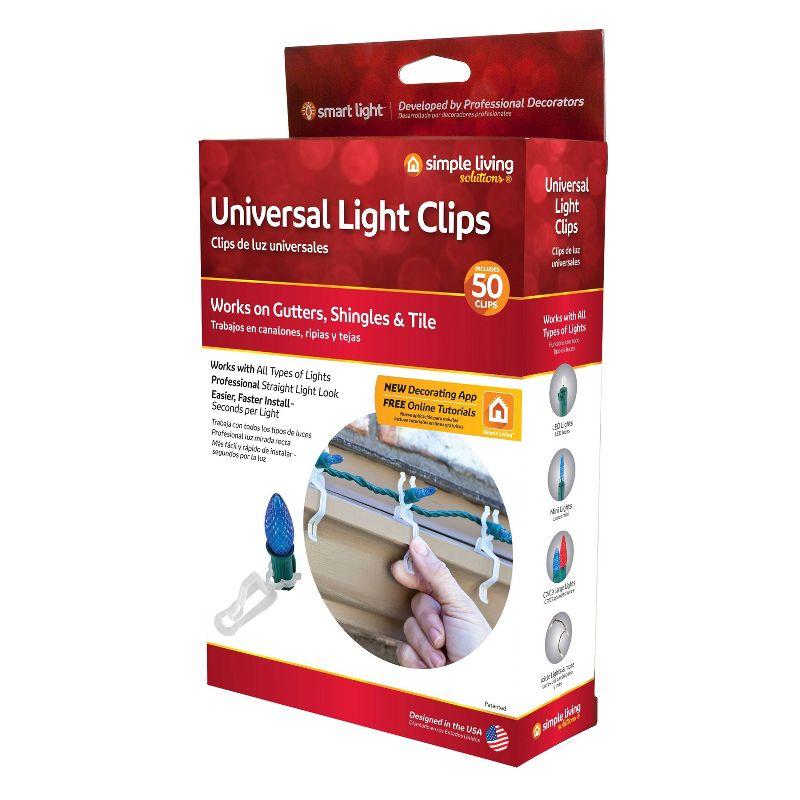 Set of 50 Clear Outdoor Universal Christmas Light Clips - 3.5"