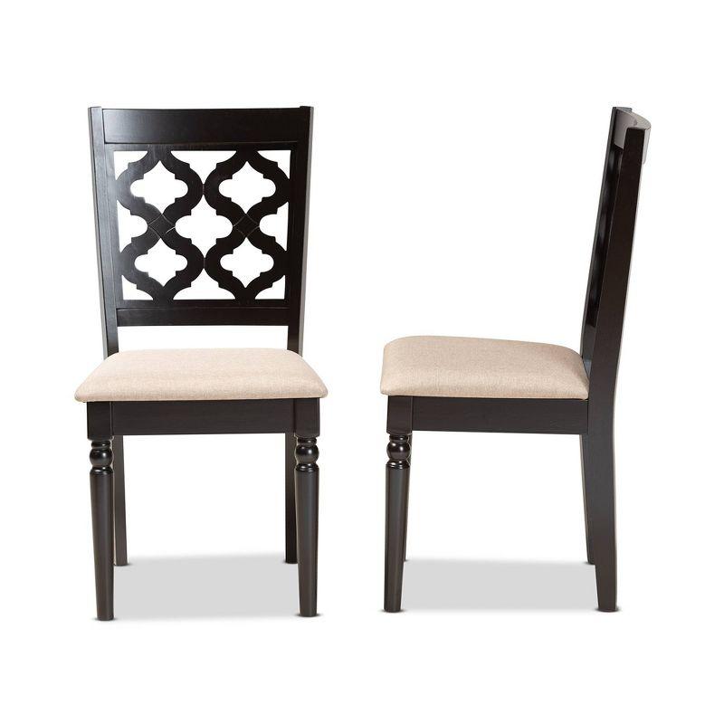 2pc RamiroFabric and Wood Dining Chairs Set Brown - Baxton Studio: Elegant Symmetrical Design, Comfort Upholstery