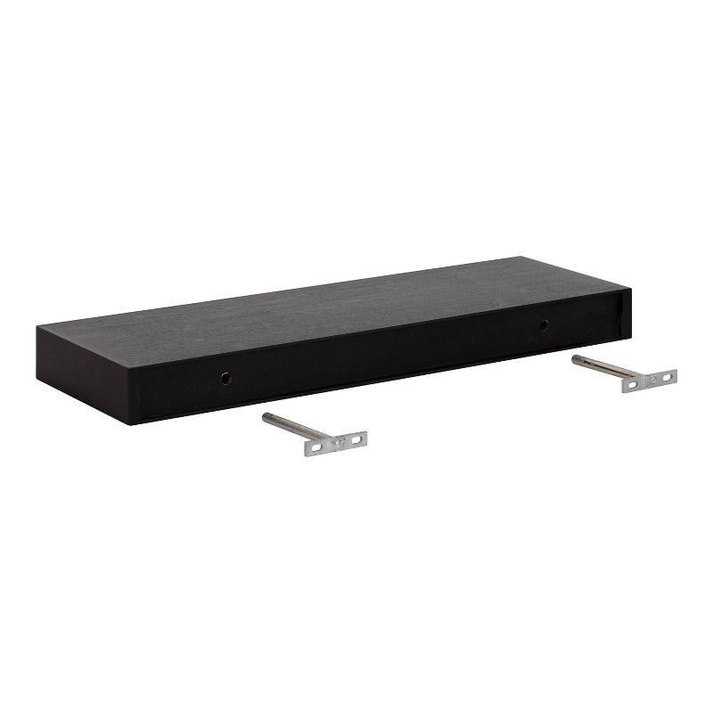 2pc 24" Havlock Wood Shelf Set Black - Kate & Laurel All Things Decor: Solid Wood, Easy Wall Mount