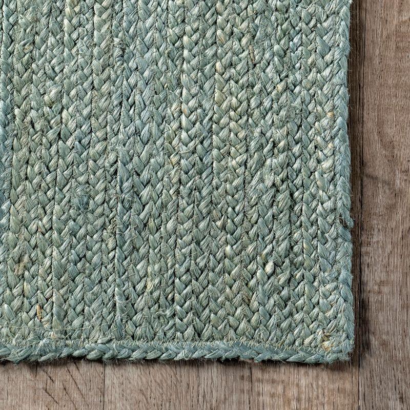 Nuloom 6x9 Rigo Jute Hand Woven Area Rug, Green, Solid Farmhouse Design, Natural Fiber Bedroom, Living Room, Kitchen