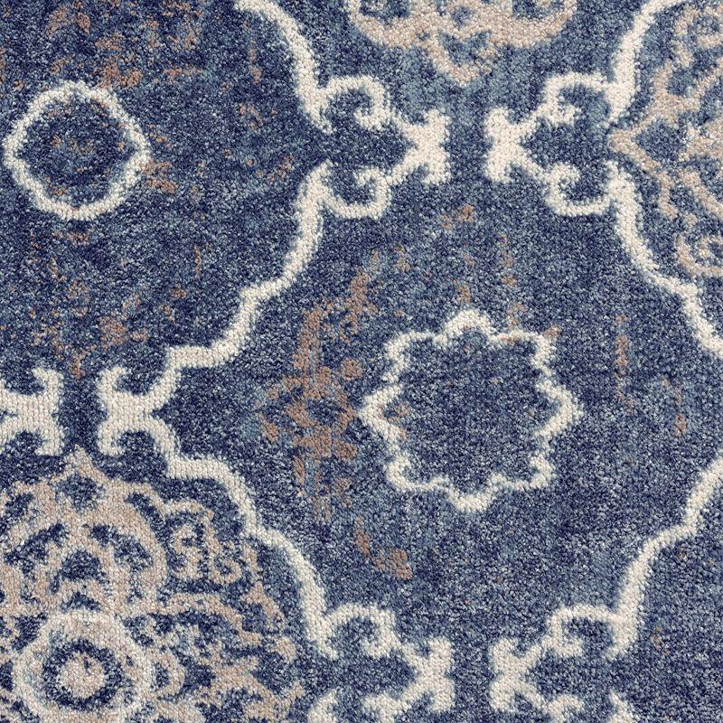 Home Dynamix Boho Andorra Transitional Damask Area Rug, Navy Blue/Ivory, 5'2"x7'2"