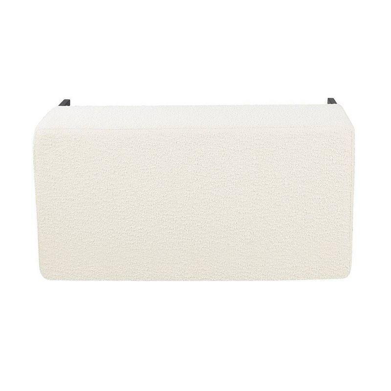 Cream Boucle Medium Storage Bench with Black Metal Legs