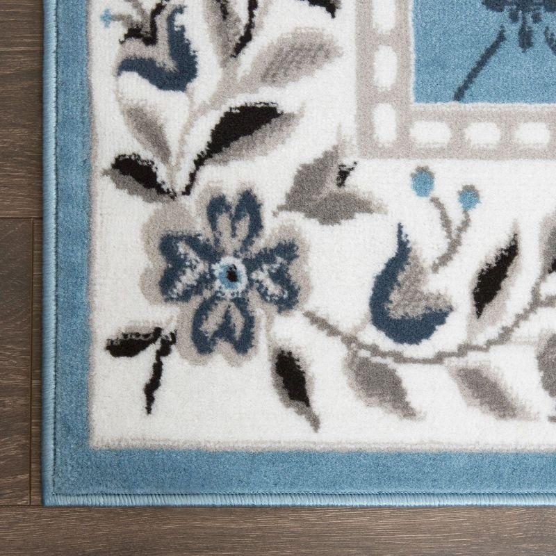 Home Dynamix Premium Aydin Traditional Diamond Floral Runner Area Rug, Blue/Ivory, 1'9"x7'2"