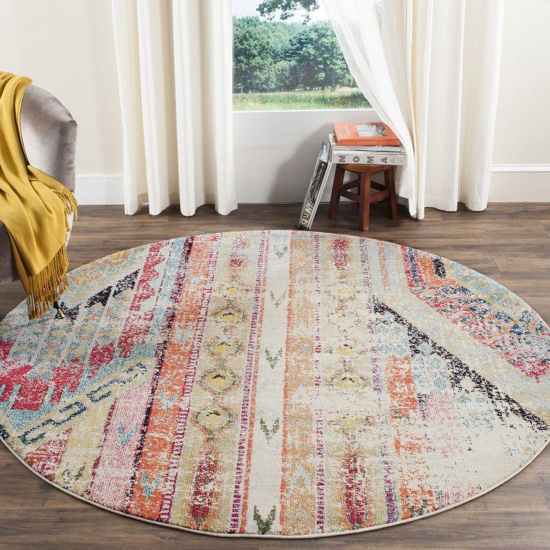 Monaco MNC222 Power Loomed Indoor Area Rug - Multi - 9' Round - Safavieh