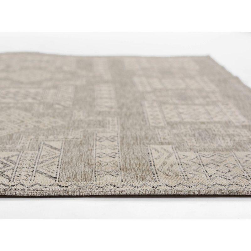 Momeni 5'3"x7' Hampton Jaxon Machine Loomed Indoor/Outdoor Area Rug Gray: Geometric Rectangle, Low Pile Polypropylene