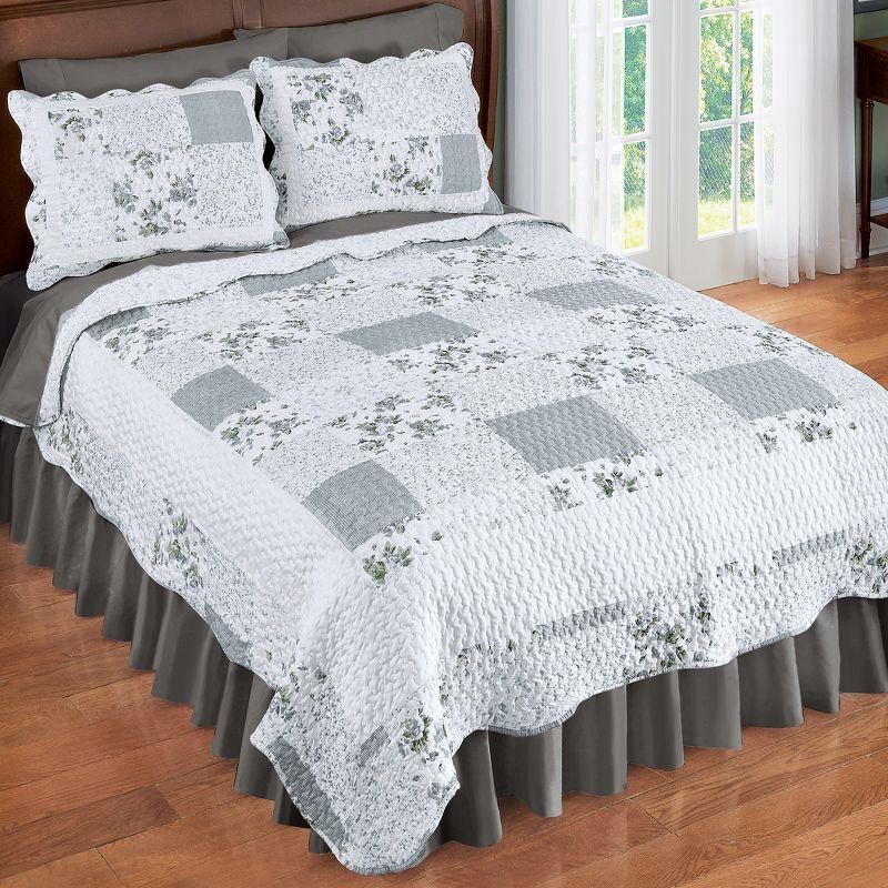 Hadley Blue King Reversible Floral Patchwork Quilt