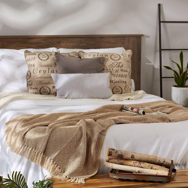 50"x60" Diamond Throw Blanket Stone Brown - Design Imports: Hypoallergenic, Midweight Cotton, Machine Washable