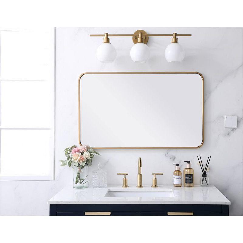 Elegant Lighting Soft corner metal rectangular mirror 22x36 inch in Brass