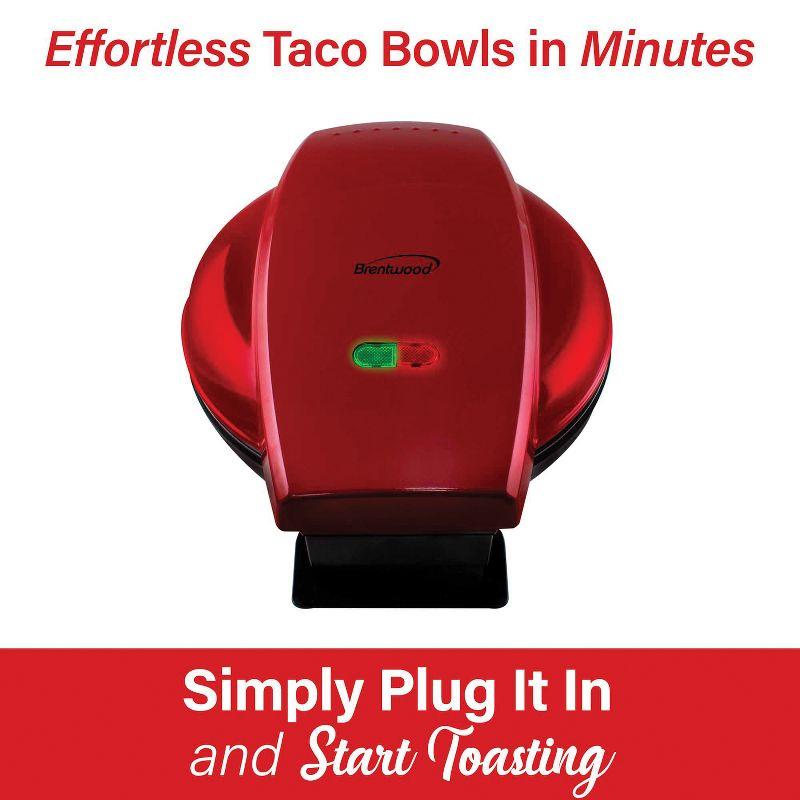 Brentwood TS-257R 10-In. Electric Tortilla Taco Bowl Maker, Red