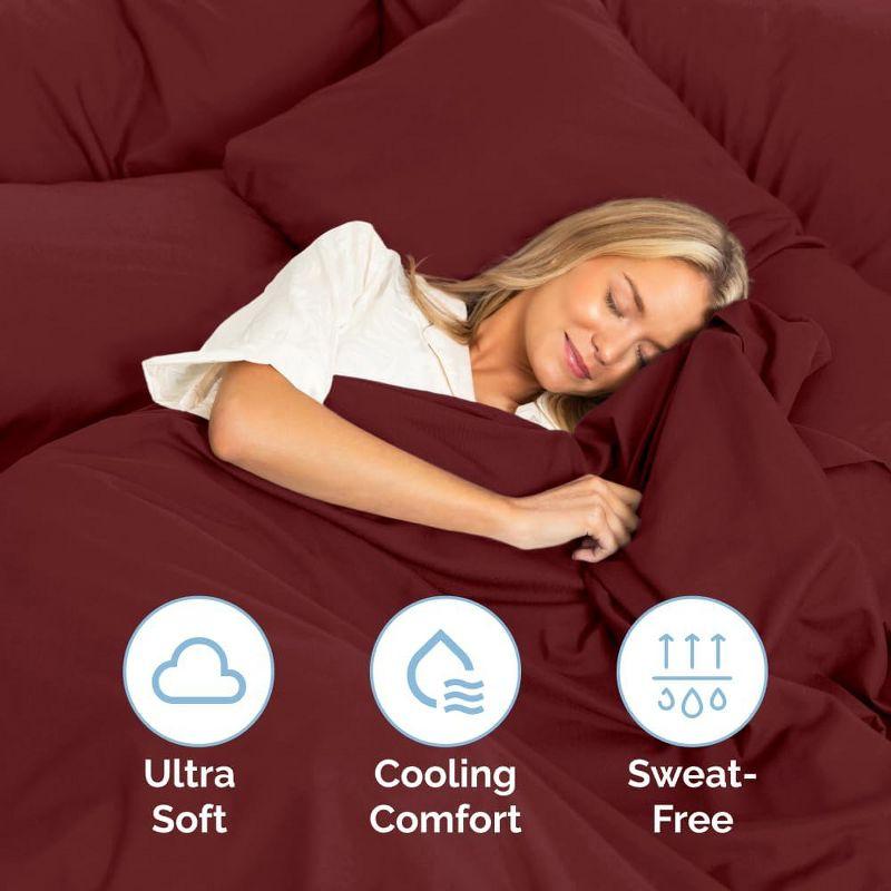 CGK Linens Luxury Soft 4 Piece Solid Bed Sheet Set - Deep Pocket Fits 8"-16" Mattresses in Burgundy, Size California King