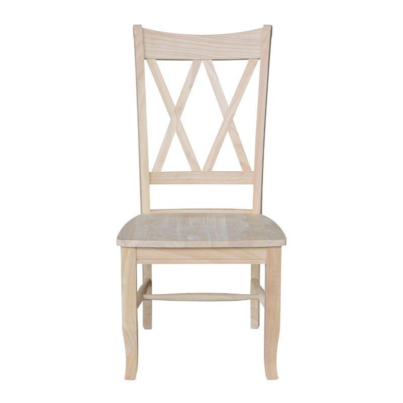 Set Of 2 Double X Back Chair Unfinished - International Concepts: Solid Wood, Armless, Unupholstered