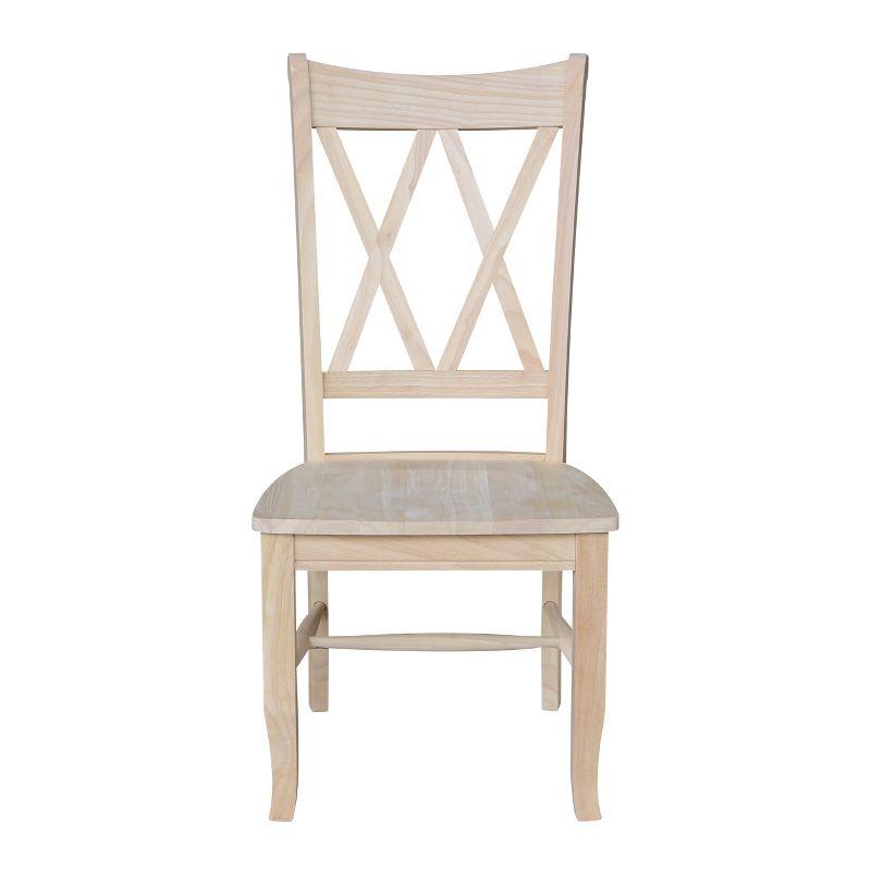 Elegant White Solid Wood High Cross-Back Side Chair, Set of 2