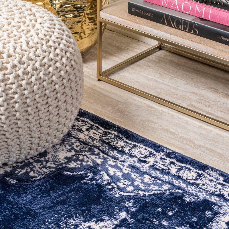8'x10' Alhambra Ornate Medallion Modern Area Rug, Navy/Ivory - JONATHAN Y